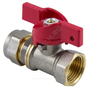 Кран шаровой латунь никель 1016 Euro Дн 16х1/2" Ру16 ВР/обжим бабочка Aquasfera 1016-01