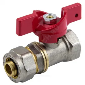 Кран шаровой латунь никель 1016 Euro Дн 16х1/2" Ру16 ВР/обжим бабочка Aquasfera 1016-01