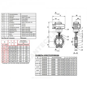 Затвор дисковый поворотный чугун VPI4448-N04EP Ду 200 Ру16 межфл с эл/приводом Nutork 400В диск чугун манжета EPDM Tecofi VPI4448-N04EP0200