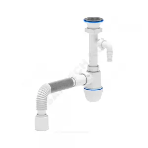 Сифон для умывальника/мойки бутылочный 1 1/2"x50 с гофрой 40х50 с отводом (штуцером) выпуск с нержавеющей решёткой D=70мм Ани АНИ Пласт C0310