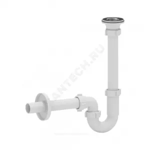 Сифон для умывальника трубный 1 1/4"x32 с прямой трубкой 32 выпуск с нержавеющей решёткой D=65мм АНИ Пласт DB1003