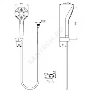 Гарнитур душевой IDEALRAIN EVO ROUND L3 Ideal Standard B2239AA