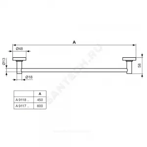Полотенцедержатель 450 мм IOM хром Ideal Standard A9117AA