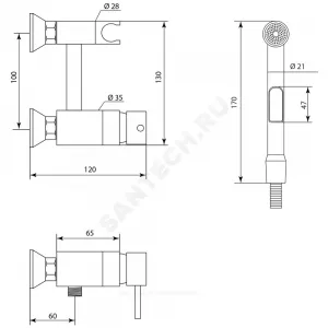 Смеситель для гигиенического душа одноручный Город Д-серия Славен СЛ-ОД-Д51