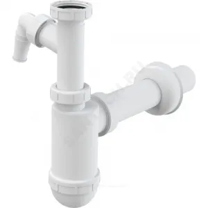 Сифон для умывальника бутылочный 1 1/4"x40 с прямой трубкой 40 с отводом (штуцером) без выпуска Alca Plast A43P