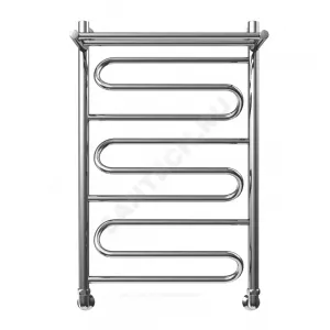 Полотенцесушитель водяной нерж сталь Лесенка Ду 25 (1") НР с полочкой 500х500мм нижнее подключение в/к соединитель (1"х3/4") Ручей Элит-Металл В-21-06