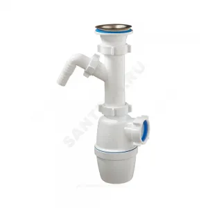 Сифон для умывальника/мойки бутылочный 1 1/2"x40 с отводом (штуцером) выпуск с нержавеющей решёткой D=70мм Орио А-4005