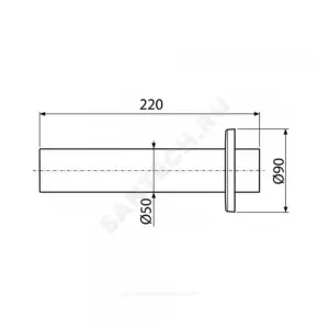 Трубка прямая для сифона D=50мм L=220мм с отражателем Alca Plast P047 Трубка прямая для сифона D=50мм L=220мм с отражателем Alca Plast P047
