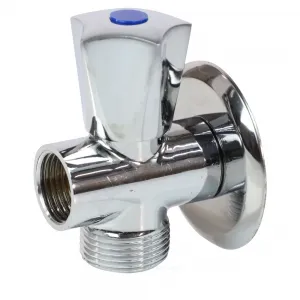 Клапан седловой латунный бытовой хром 3-ходовой 1045 G1/2"х3/4"х1/2" Ру10 НР/НР/ВР переходной маховик с отражателем Aquasfera 1045-01