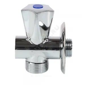 Клапан седловой латунный бытовой хром 3-ходовой 1045 G1/2"х3/4"х1/2" Ру10 НР/НР/ВР переходной маховик с отражателем Aquasfera 1045-01