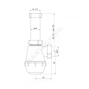 Сифон для умывальника/мойки бутылочный 1 1/2"x40 без выпуска Ани Грот АНИ Пласт A0120