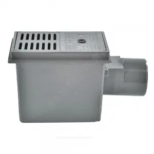 Трап для подвалов и тех.помещений нерегулируемый с гидрозатвором Дн 110 с пластиковой решёткой 180х125мм горизонтальный выпуск HL HL77