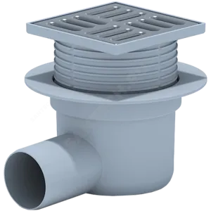 Трап регулируемый с "сухим" затвором Дн 50 с нержавеющей решёткой 120х120мм горизонтальный выпуск АНИ Пласт TQ5614