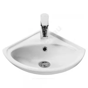 Умывальник угловой подвесной Ирис 36 1 отверстие под смеситель по центру белый Santek 1.WH11.0.514