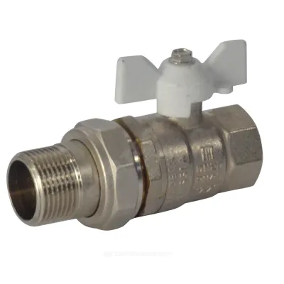 Кран шаровой латунь никель Pride Ду 15 Ру40 ВР/"американка" полнопроходной бабочка аналог 11б27п1 белый LD 47.15.В-ГШ.Б (white) .