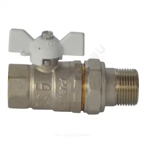 Кран шаровой латунь никель Pride Ду 15 Ру40 ВР/"американка" полнопроходной бабочка аналог 11б27п1 белый LD 47.15.В-ГШ.Б (white)