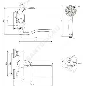 Смеситель для ванны с душем одноручный Прораб Р-серия Славен СЛ-ОД-Р30