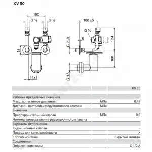 Группа безопасности водонагревателя латунь KV 30 для SH, HFA, SHZ, SHD 1/2" НР Рср= 4.8бар Stiebel Eltron 238957