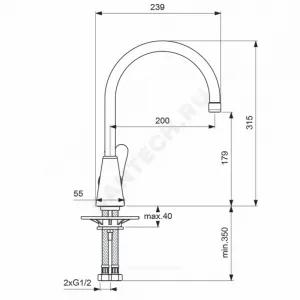 Смеситель для кухонной мойки ручка сбоку одноручный ORION Vidima BA365AA