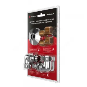 Комплект подключения для полотенцесушителя латунь Ду 20х15 3/4"x1/2" нак/гайка/НР угловой хром Терминус 4670078522337