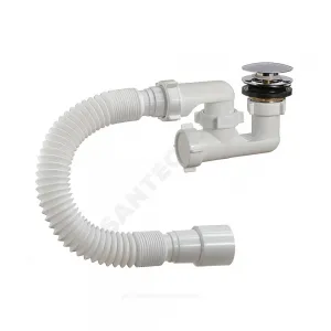 Сифон для поддона регулируемый 1 1/2"x50/40 с гофрой 40х40/50 слив клапан "клик-клак" (грибок), пробка D=70мм Орио А-25589