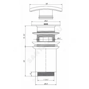 Клапан донный для умывальника латунь 1 1/4" слив "клик-клак", пробка D=68мм Орио BX-805