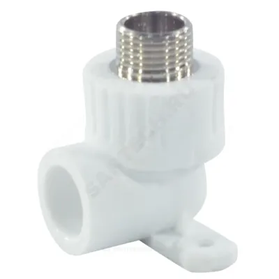 Угольник PP-R комбинированный белый НР Дн 25х3/4" с креплением RTP (РосТурПласт) 15108