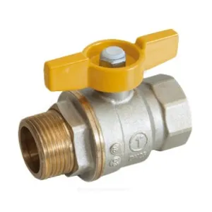 Кран шаровой латунь никель газ R734G Ду 10 ВР/НР полнопроходной бабочка Giacomini R734GAX002