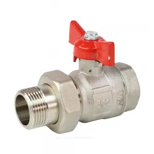 Кран шаровой латунь никель Крепыш 332 аналог 11б27п1 Ду 15 Ру16 ВР/"американка" полнопроходной бабочка ГАЛЛОП 103217