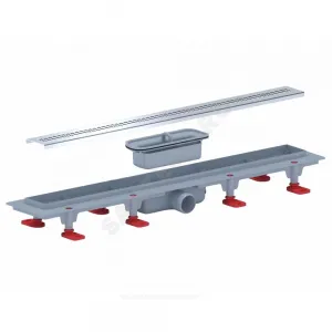 Лоток душевой с гидрозатвором Дн 40 450х62мм решетка нержавеющая сталь, глянец горизонтальный выпуск "РИФ" АНИ Пласт TL1245G