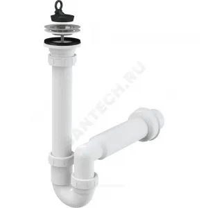 Сифон для кухонной мойки трубный 1 1/2"x40 с прямой трубкой выпуск с нержавеющей решёткой D=70мм Alca Plast A800-DN50