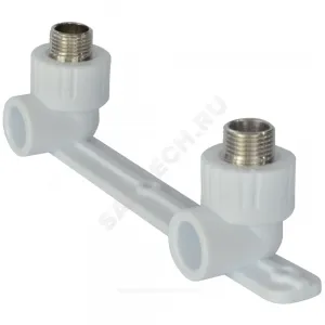 Планка PP-R монтажная белая Дн 20х1/2" Ру25 НР под смеситель с водорозетками RTP (РосТурПласт) 10703