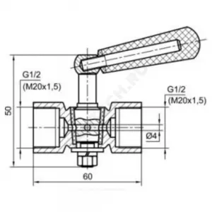 Кран для манометра 3-ходовой латунь Ду 15 Ру25 ВР G1/2" с рукояткой без фланца Росма 00000006160