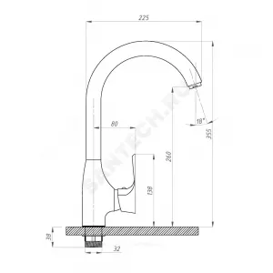 Смеситель для кухонной мойки ручка сбоку одноручный ЭЛИТ Профсан PSM-100-3