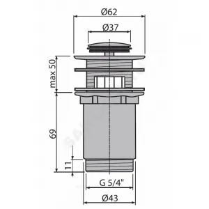 Клапан донный для умывальника латунь 1 1/4" с переливом, хром слив "клик-клак", пробка D=37мм Alca Plast A391 Клапан донный для умывальника латунь 1 1/4" с переливом, хром слив "клик-клак", пробка D=37мм Alca Plast A391