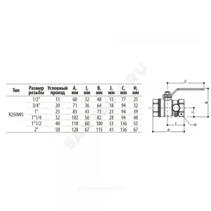 Кран шаровой латунь со спускником R250WS хром Ду 15 Ру42 ВР 1/2" рычаг со спускником Giacomini R250SX143