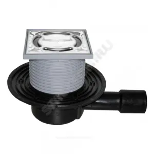 Трап регулируемый с "сухим" затвором "Primus" Дн 40/50 с нержавеющей решёткой 115х115мм горизонтальный выпуск HL HL510NPr