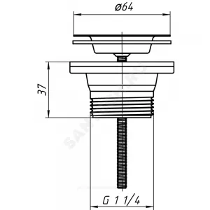 Выпуск для умывальника 1 1/4" с нержавеющей решёткой D=64мм АНИ Пласт M200