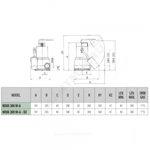 Насос дренажный NOVA 300 MA 40th 05H05 MH 1х220-240В/50 Гц DAB 60198213H
