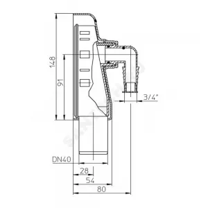 Сифон для стиральной машины 3/4"x40 настенный монтаж HL HL410