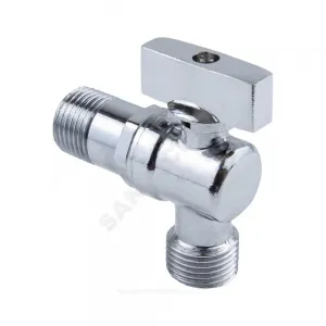 Кран шаровой латунный бытовой хром угловой 1041 G1/2" Ру10 НР бабочка без отражателя Aquasfera 1041-01