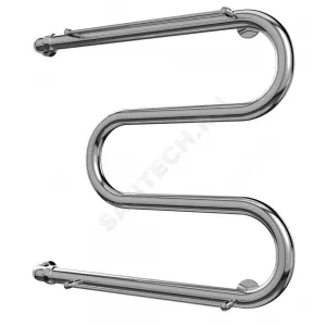 Полотенцесушитель водяной нерж сталь М-образный Ду 25 (1") НР с полочкой 600х500мм боковое подключение б/к Терминус 4620768880391