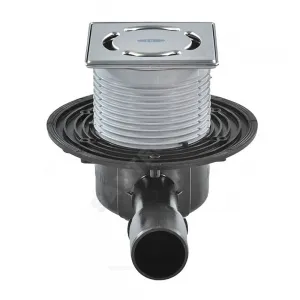 Трап регулируемый с "сухим" затвором "Primus" Дн 40/50 с нержавеющей решёткой 115х115мм с фиксацией решетки Klick-Klack горизонтальный выпуск HL HL510NPr-3000