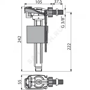 Арматура для бачка наливная 3/8" боковое подключение Alca Plast A160-3/8"