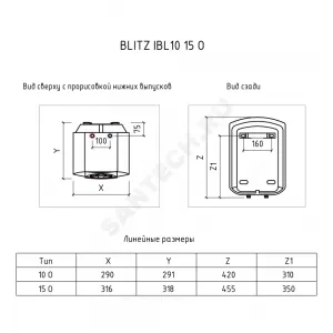 Водонагреватель электрический накопительный 10 л 2,5 кВт IBL 10 O над раковиной THERMEX UL0000318