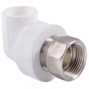 Угольник PP-R комбинированный белый Дн 20х3/4" с накидной гайкой RTP (РосТурПласт) 14266