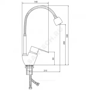 Смеситель для кухонной мойки ручка сбоку одноручный гибкий излив Коттедж Л-Серия Славен СЛ-ОД-Л25