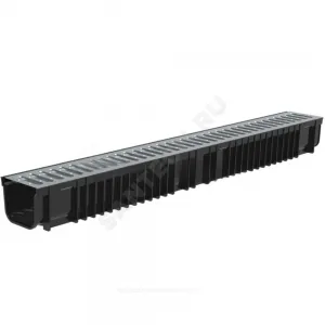 Лоток водоотводный пластиковый SteePlain DN100 H100 L=1м со стальной решеткой СТИЛОТ P1010S