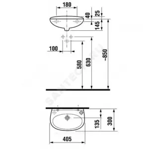 Умывальник подвесной Lyra 40 1 отверстие под смеситель справа белый Jika 8.1527.1.000.106.9