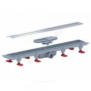 Лоток душевой с "сухим" затвором Дн 40 450х62мм решетка нержавеющая сталь, глянец горизонтальный выпуск "РИФ" АНИ Пласт TLQ1245G